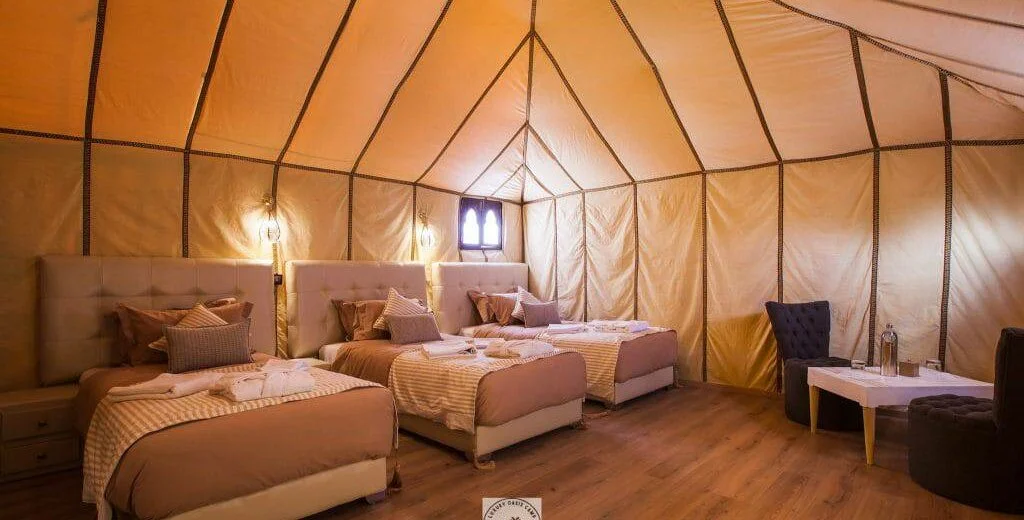 4 pax tent with air conditioning, Erg Chebbi luxury desert camp, Merzouga
