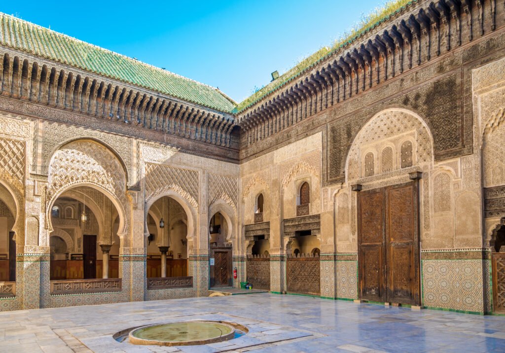 Inside the Bou Inania medresa of old medina Fez in Morocco