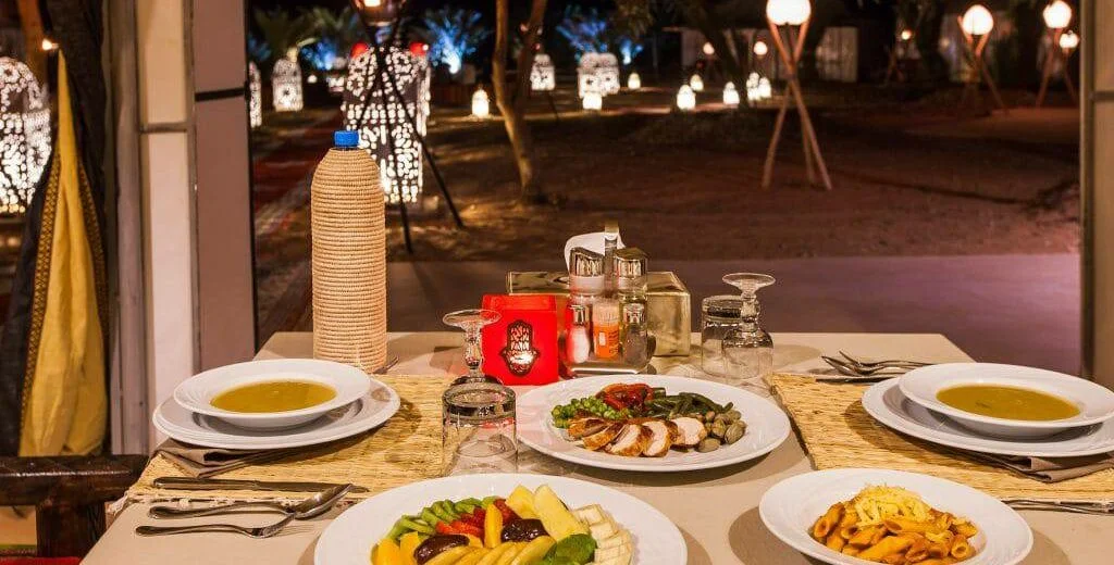 Dinner at Erg Chebbi luxury desert camp, Merzouga