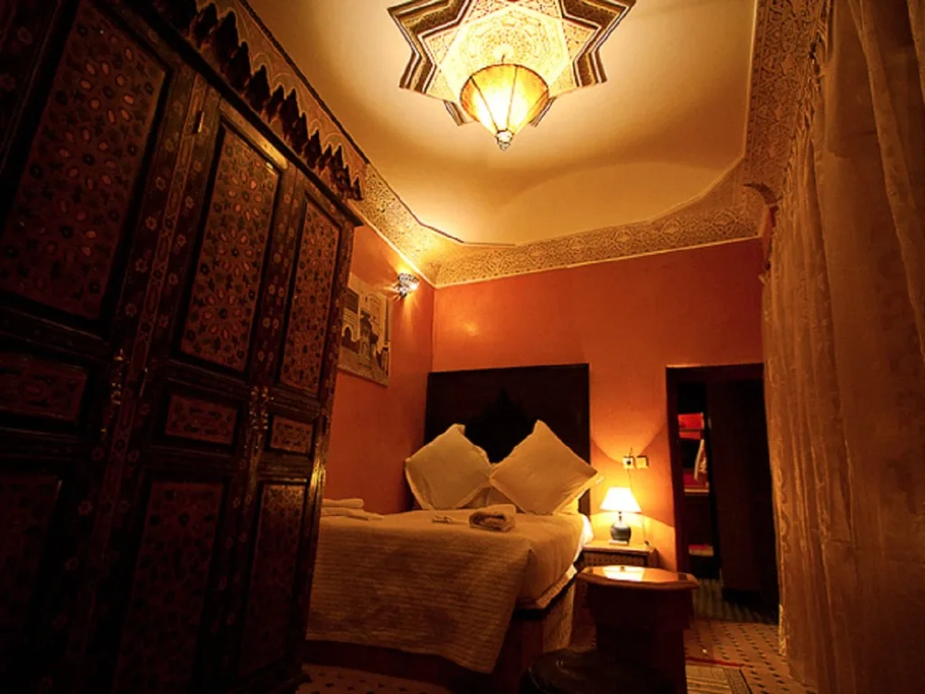 Double room 2nd floor at Riad Layalina Fes overlooking the patio and the medina