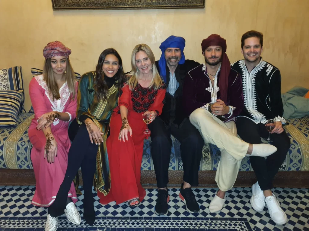 Guests group evening entertainment at Riad Layalina Fes