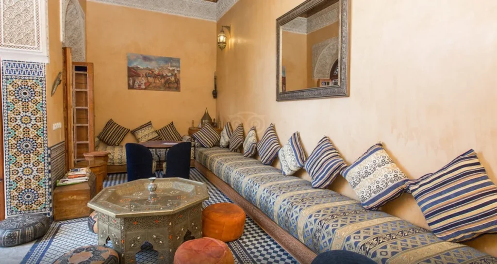 Large lounge at Riad Layalina Fes