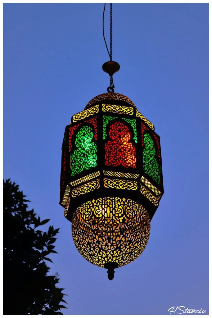 Light fixture in chased copper Riad Layalina in Fes