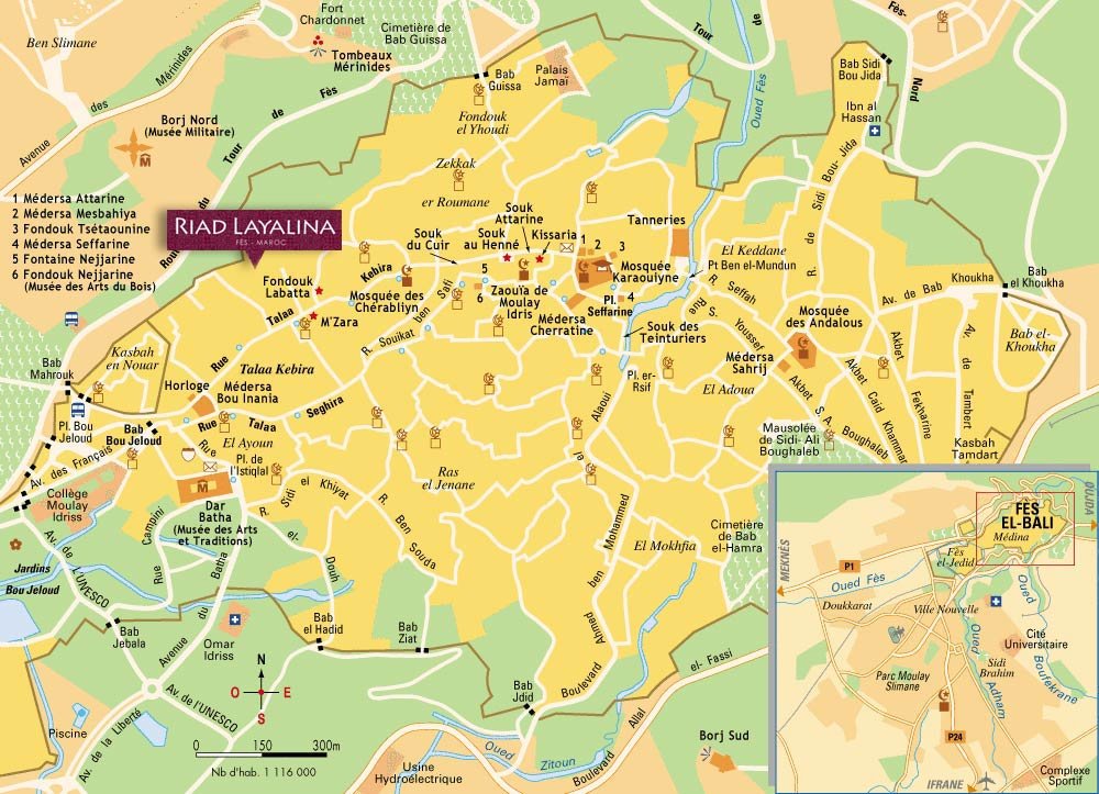 Plan de la medina de Fes au Maroc