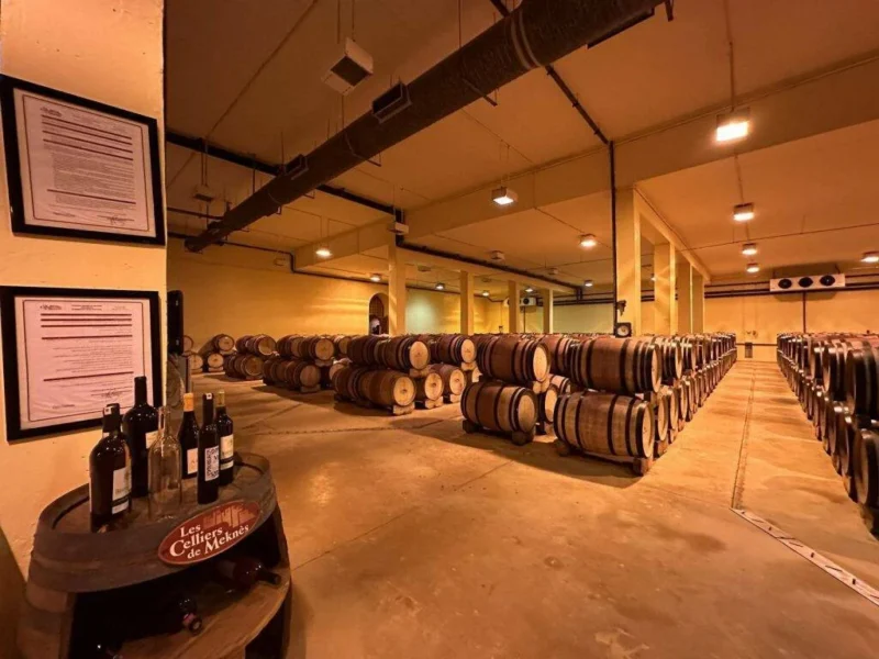 Oak barrels from the Chateau Roslane cellar