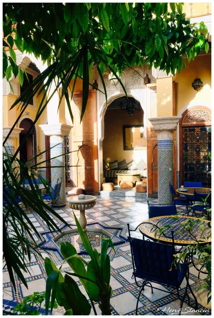 Patio details at Riad Layalina Fes