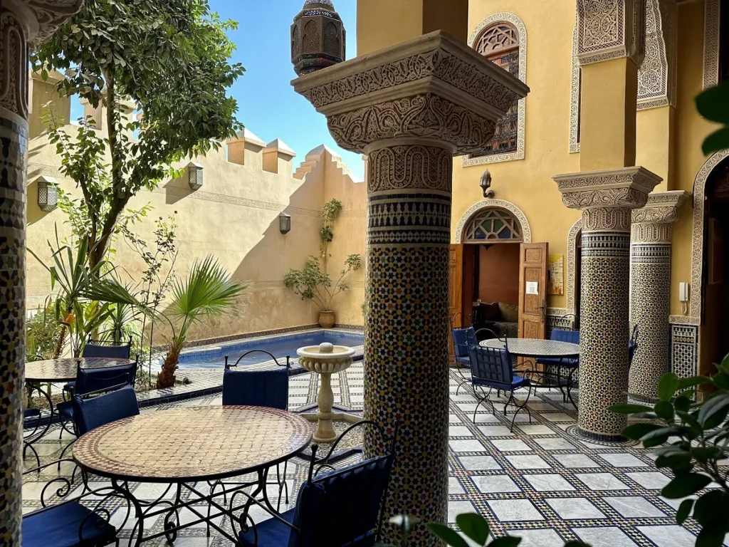 Patio and pool at Riad Layalina Fez