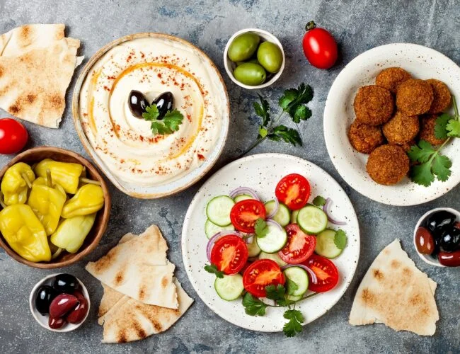 Salads and mezzes specialities at Riad Layalina Fes Salads and mezzes specialities at Riad Layalina Fes