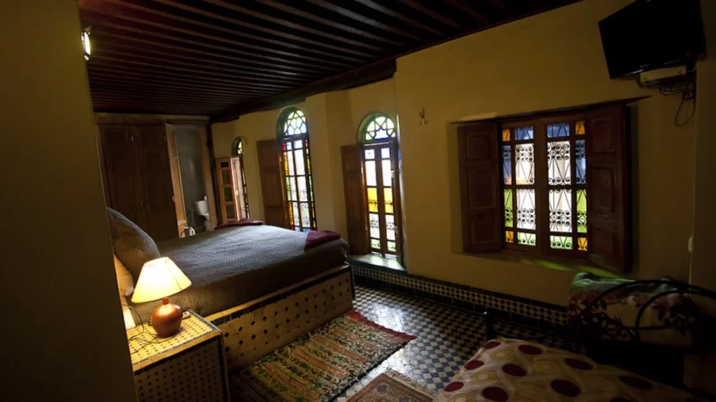 Superior double room king bed at Riad Layalina Fes