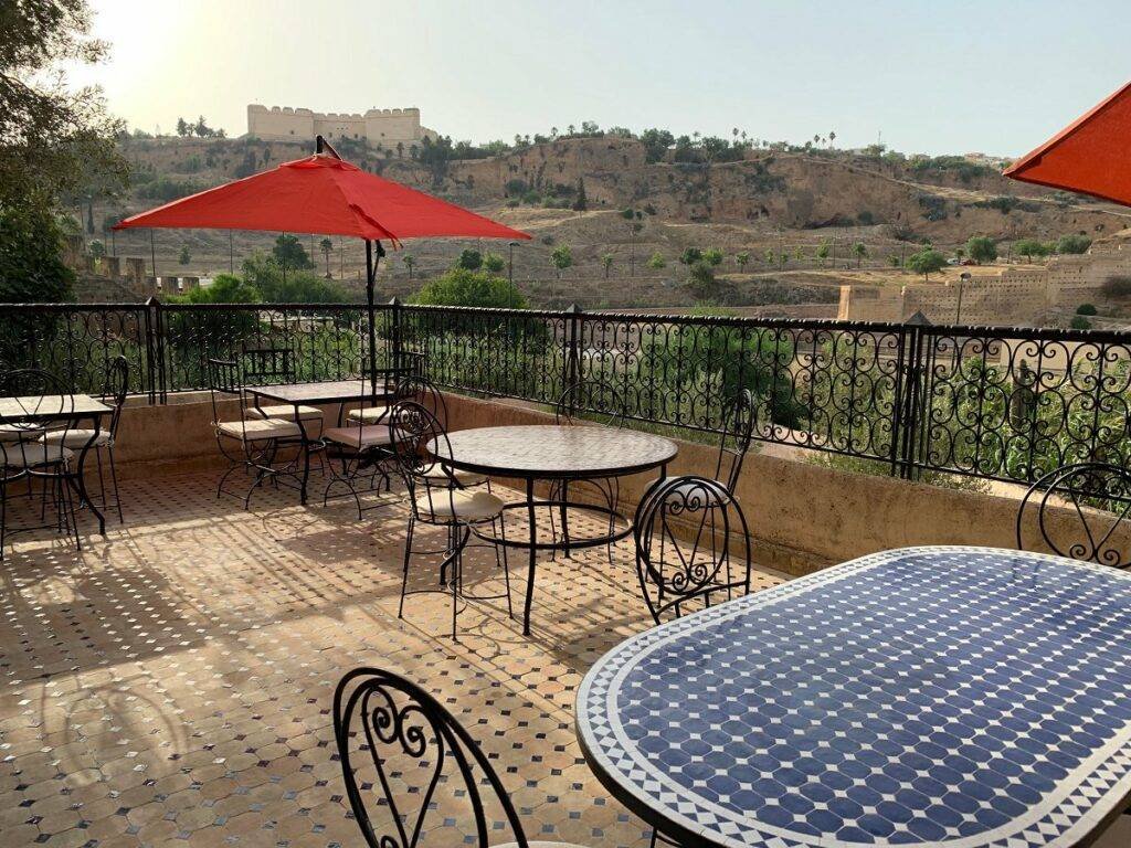 Terrasse du bas Riad Layalina Fes, Maroc