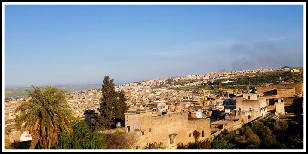View from upper terrace on Fes medina Riad Layalina Fez