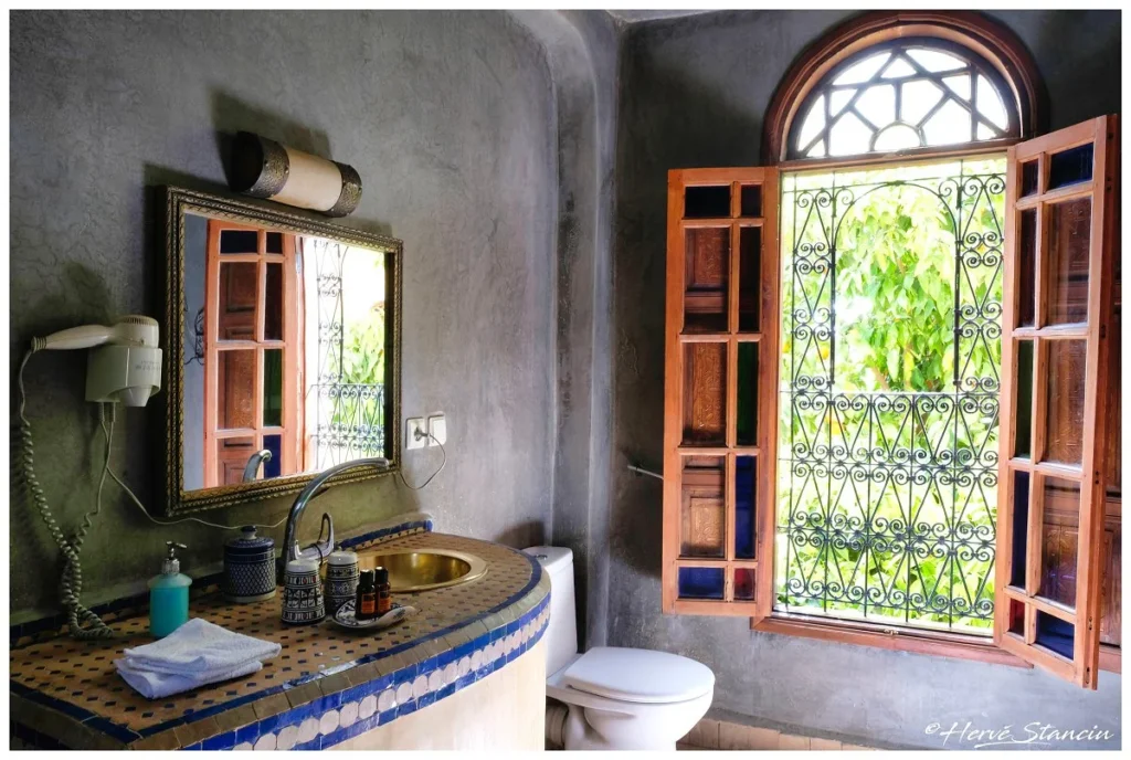 View from superior double room bathroom Riad Layalina Fez