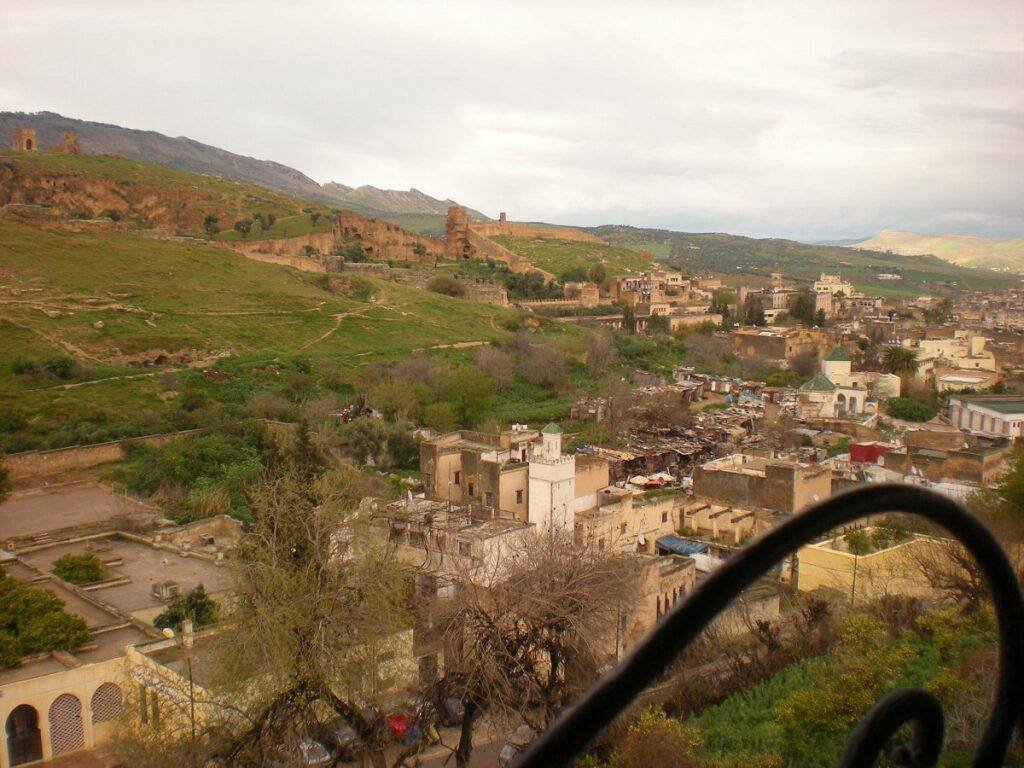 Vue Mérinides terrasse du Riad Layalina Fes