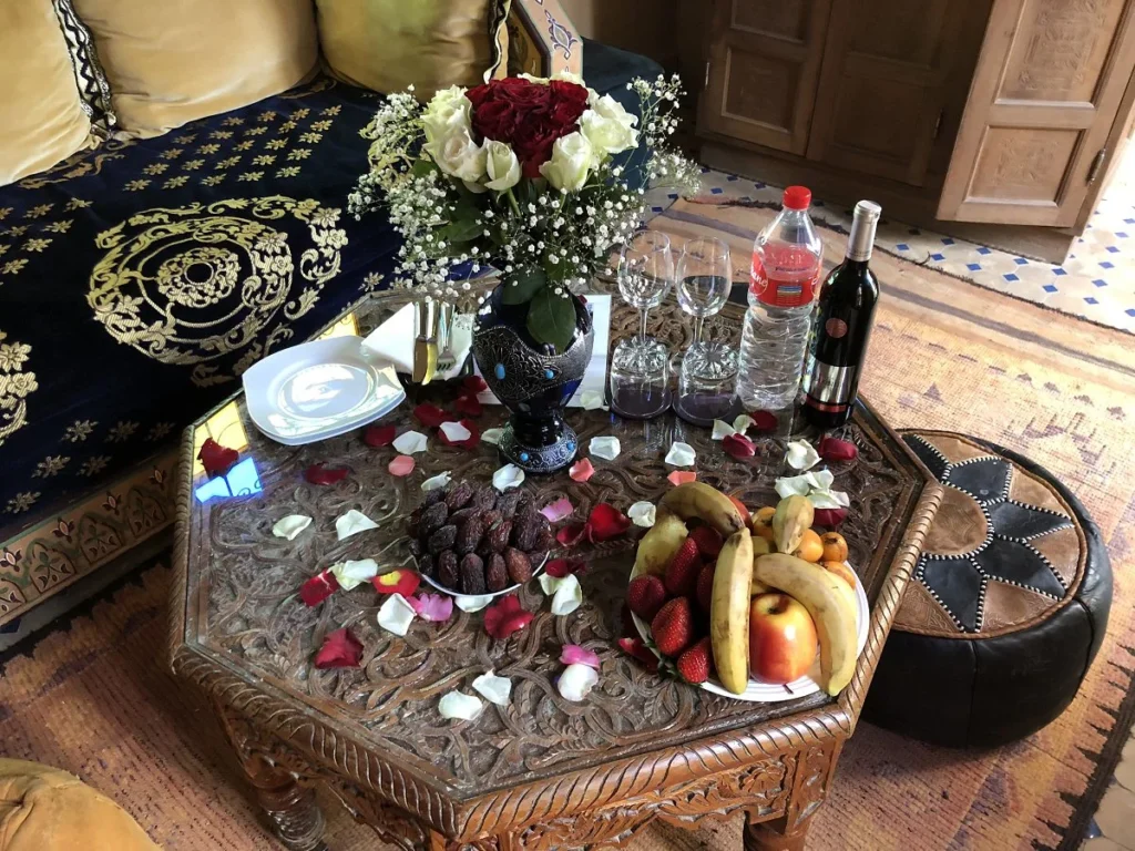 Welcoming the bride and groom at Riad Layalina Fes